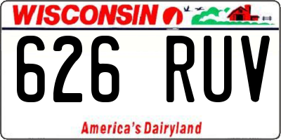 WI license plate 626RUV