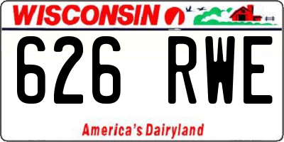 WI license plate 626RWE