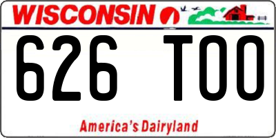 WI license plate 626TOO