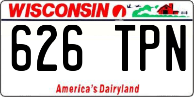 WI license plate 626TPN