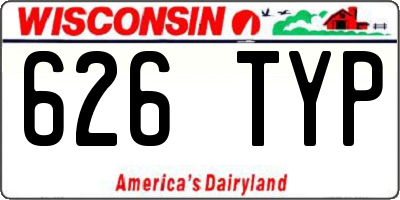 WI license plate 626TYP