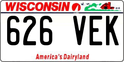 WI license plate 626VEK