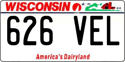 WI license plate 626VEL