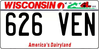 WI license plate 626VEN