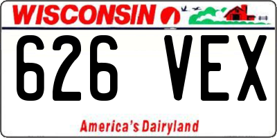WI license plate 626VEX