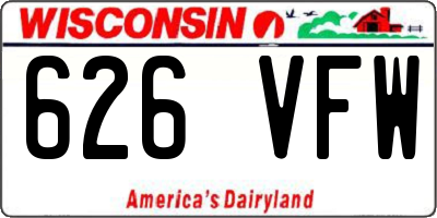 WI license plate 626VFW