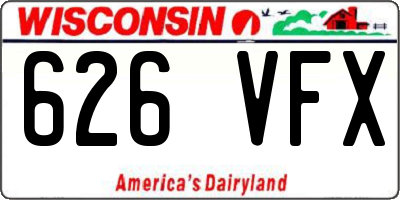 WI license plate 626VFX