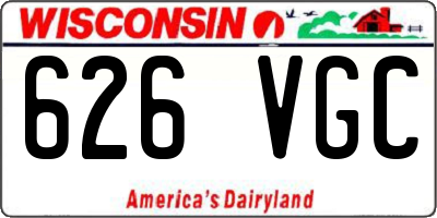 WI license plate 626VGC
