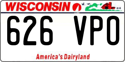 WI license plate 626VPO