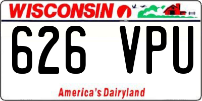 WI license plate 626VPU