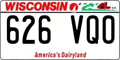 WI license plate 626VQO