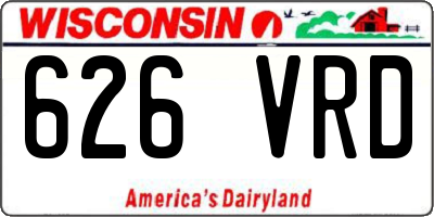 WI license plate 626VRD