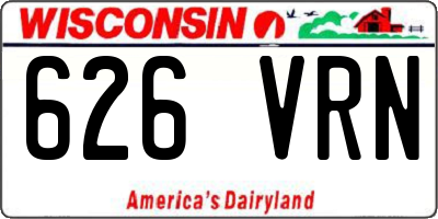 WI license plate 626VRN