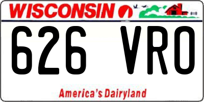 WI license plate 626VRO