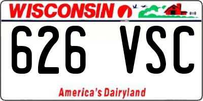 WI license plate 626VSC