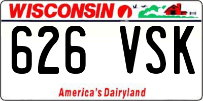 WI license plate 626VSK