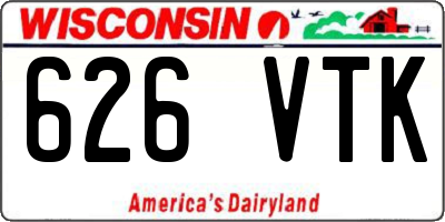 WI license plate 626VTK