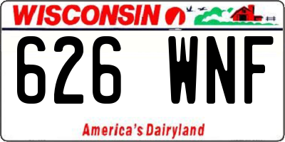 WI license plate 626WNF