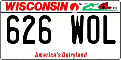 WI license plate 626WOL