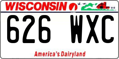 WI license plate 626WXC