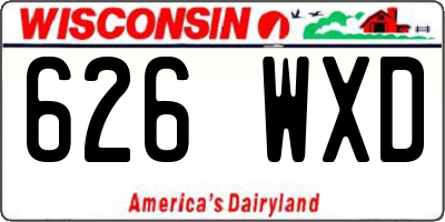 WI license plate 626WXD