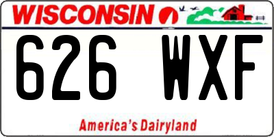WI license plate 626WXF