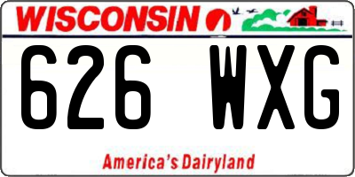 WI license plate 626WXG