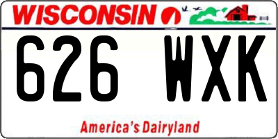 WI license plate 626WXK