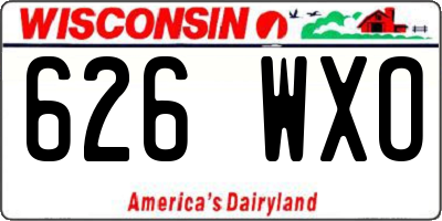 WI license plate 626WXO