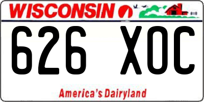 WI license plate 626XOC