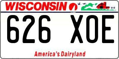 WI license plate 626XOE