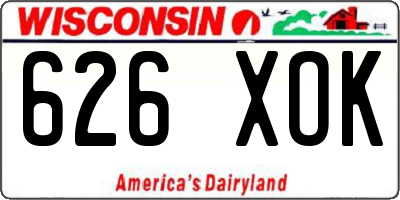 WI license plate 626XOK