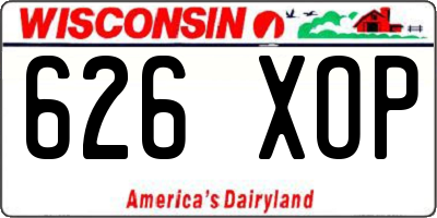 WI license plate 626XOP