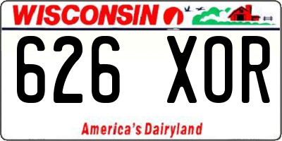WI license plate 626XOR