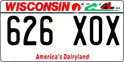 WI license plate 626XOX