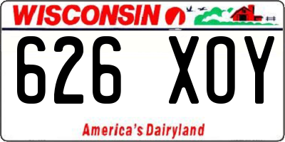 WI license plate 626XOY