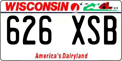 WI license plate 626XSB