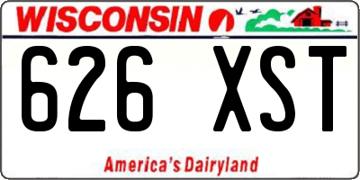 WI license plate 626XST
