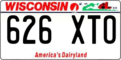 WI license plate 626XTO