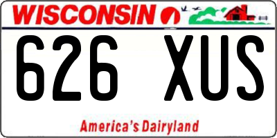 WI license plate 626XUS