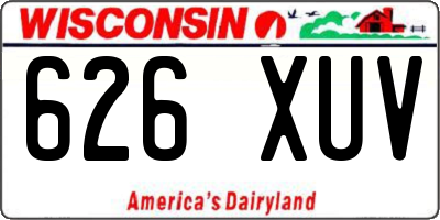 WI license plate 626XUV