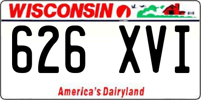 WI license plate 626XVI
