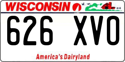 WI license plate 626XVO
