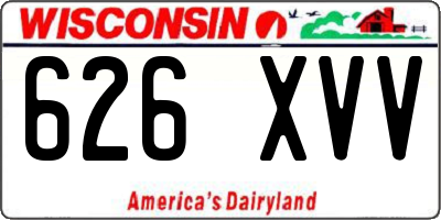 WI license plate 626XVV