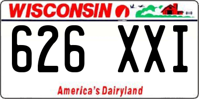 WI license plate 626XXI