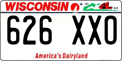 WI license plate 626XXO