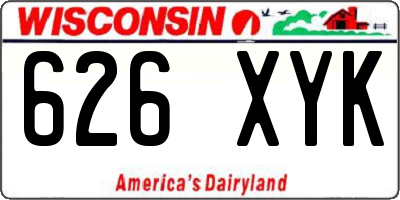 WI license plate 626XYK