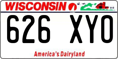 WI license plate 626XYO