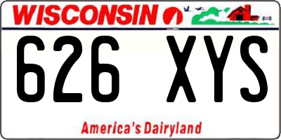 WI license plate 626XYS