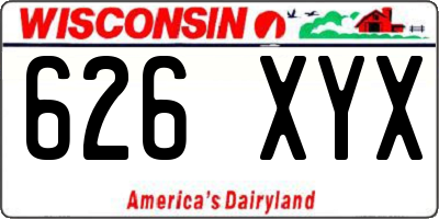WI license plate 626XYX